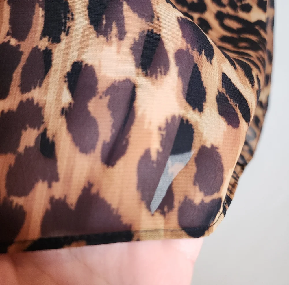 MILLY Rori Leopard Print Chiffon Sleeveless Blouse Top‎ Padded Shoulders Medium